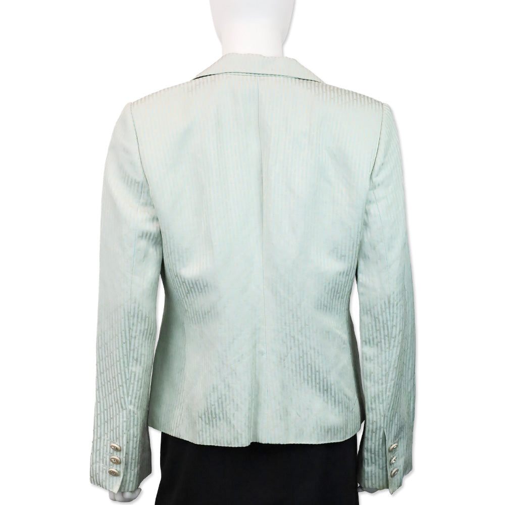 Emporio Armani Teal Blue Striped Single Button Blazer