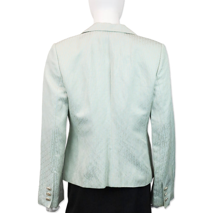 Emporio Armani Teal Blue Striped Single Button Blazer