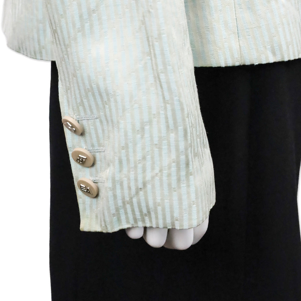 Emporio Armani Teal Blue Striped Single Button Blazer