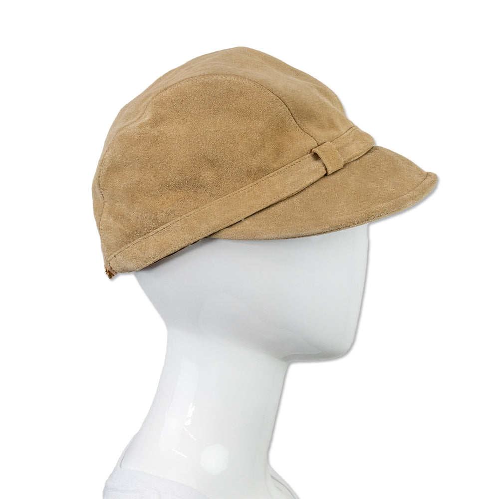 Eric Javits Beige Suede Newsboy Cap