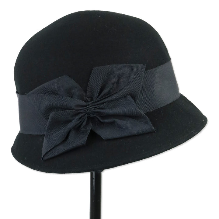 Eric Javits Black Wool Hat with Ribbon Bow