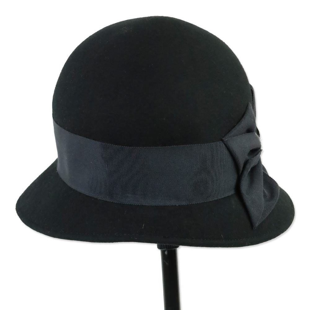 Eric Javits Black Wool Hat with Ribbon Bow