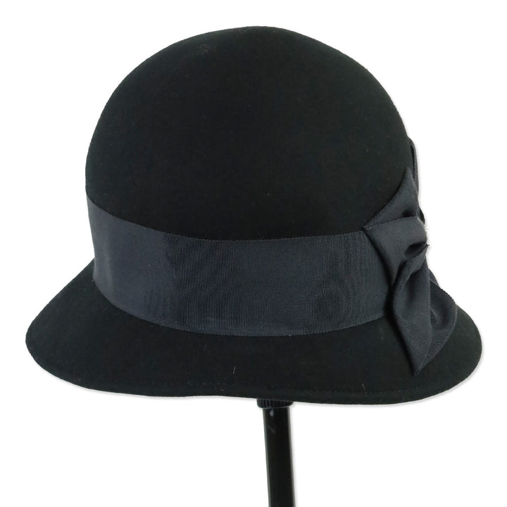 Eric Javits Black Wool Hat with Ribbon Bow