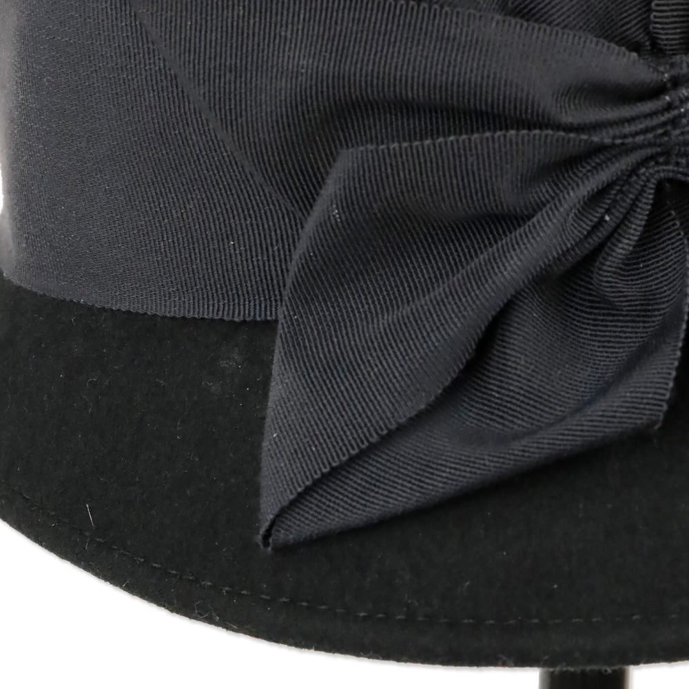 Eric Javits Black Wool Hat with Ribbon Bow