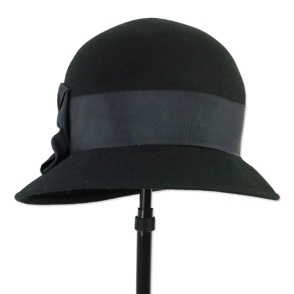 Eric Javits Black Wool Hat with Ribbon Bow