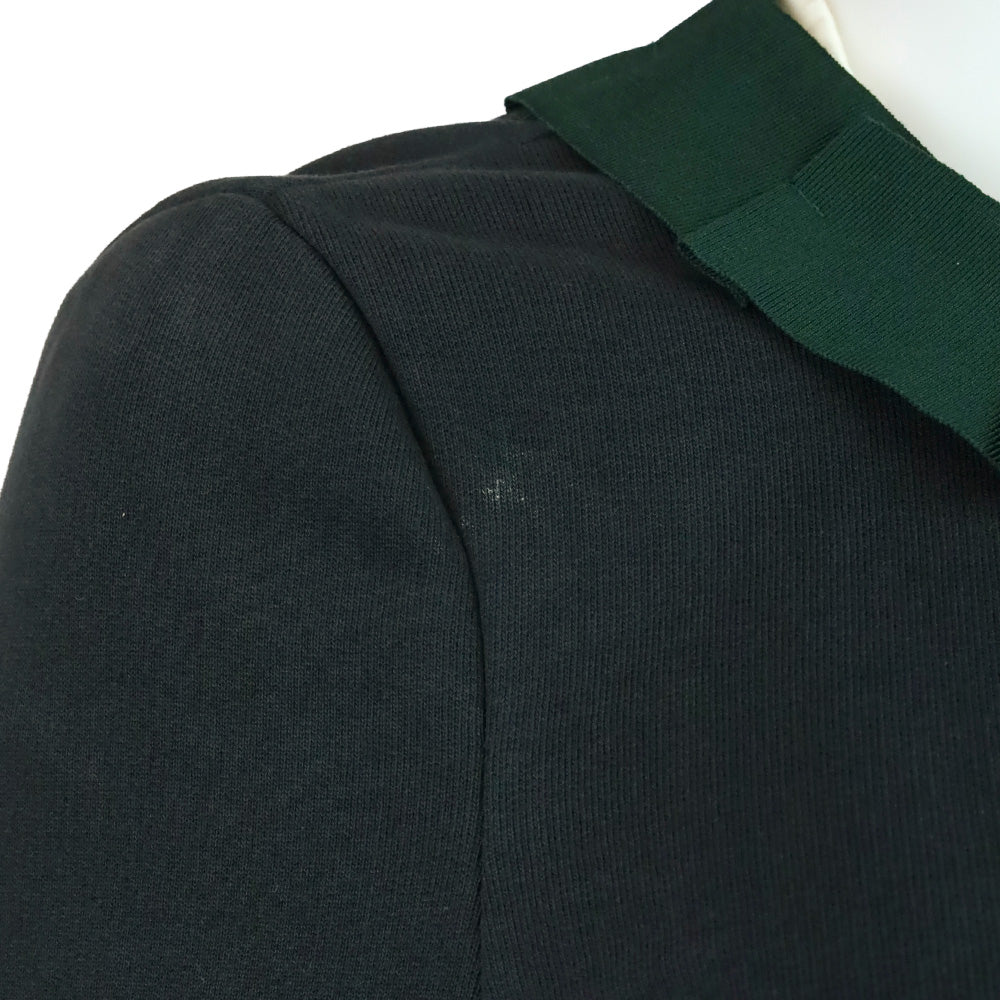 Erika Cavallini Blue Cotton Green Ribbon Trim Jacket with Mink Cuffs