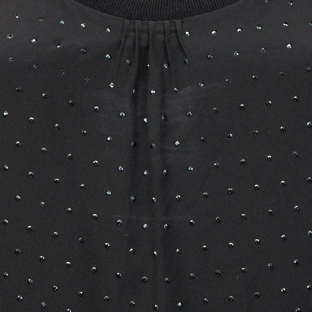 Escada Black Rhinestone Silk Ribbed Trim Tank Top