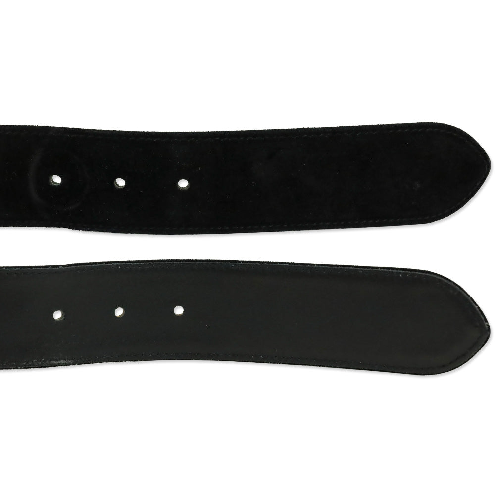 Escada Black Suede Gold O-Ring Accented Belt