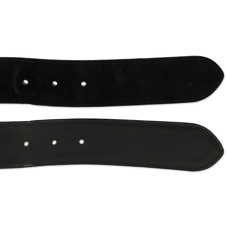 Escada Black Suede Gold O-Ring Accented Belt