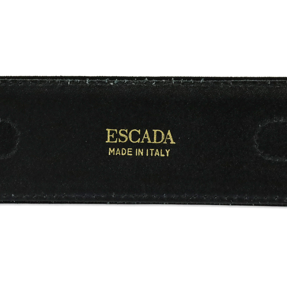 Escada Black Suede Gold O-Ring Accented Belt