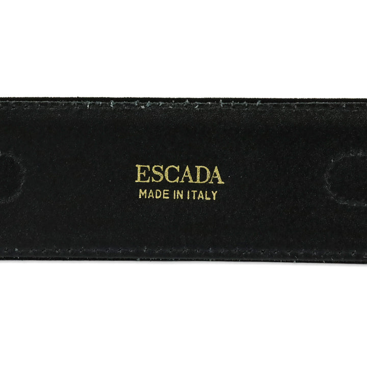 Escada Black Suede Gold O-Ring Accented Belt