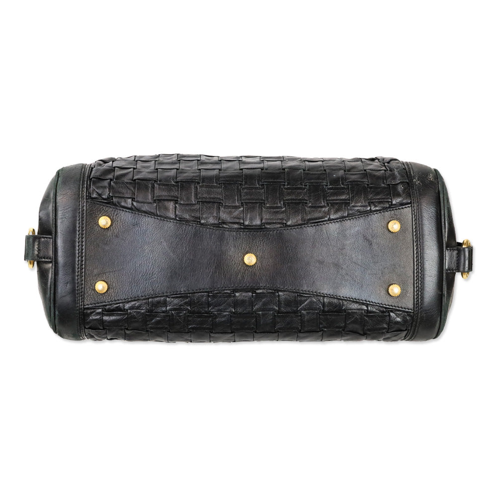 Escada Black Woven‎ Leather Horizontal Margaretha Tote Bag