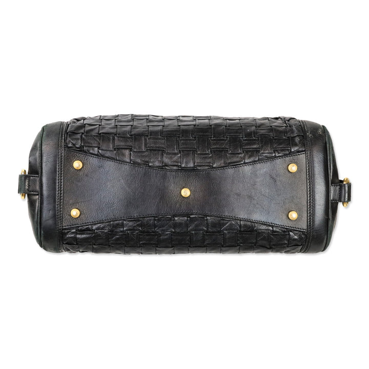 Escada Black Woven‎ Leather Horizontal Margaretha Tote Bag