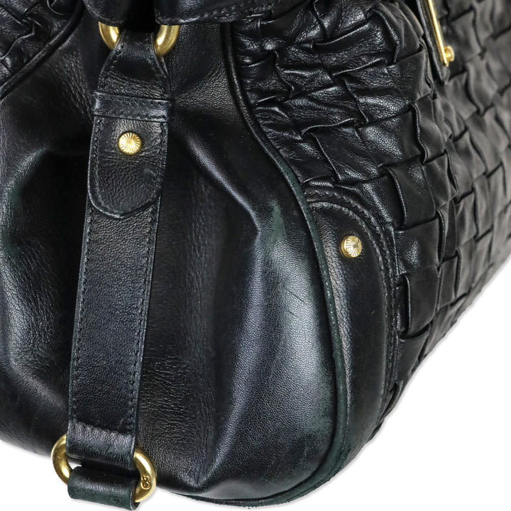 Escada Black Woven‎ Leather Horizontal Margaretha Tote Bag