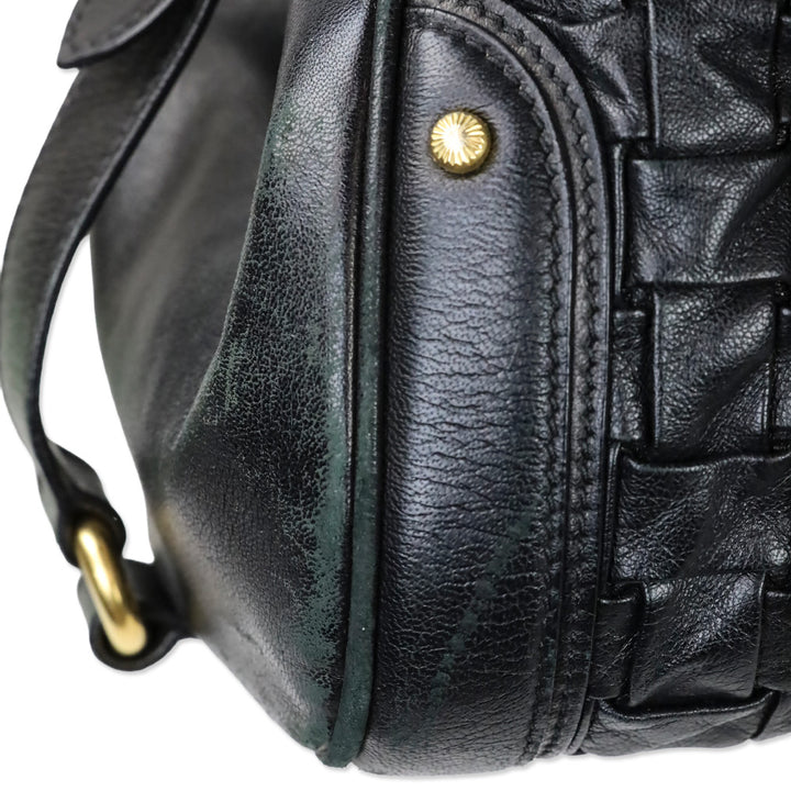 Escada Black Woven‎ Leather Horizontal Margaretha Tote Bag