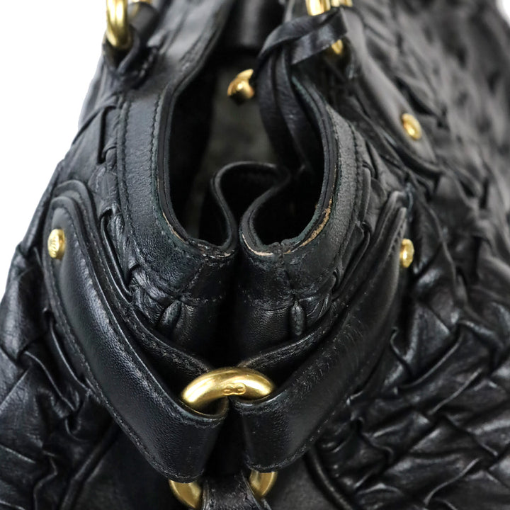 Escada Black Woven‎ Leather Horizontal Margaretha Tote Bag
