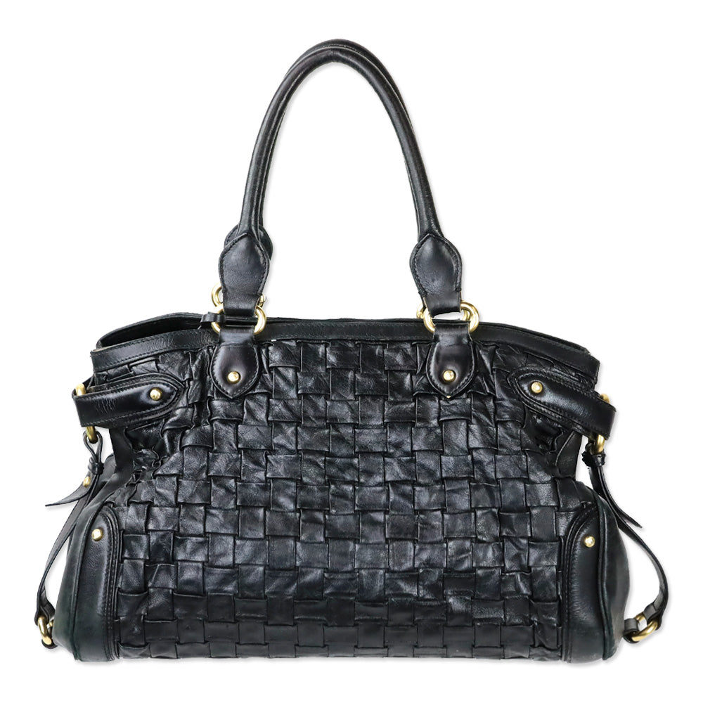 Escada Black Woven‎ Leather Horizontal Margaretha Tote Bag – DBLTKE
