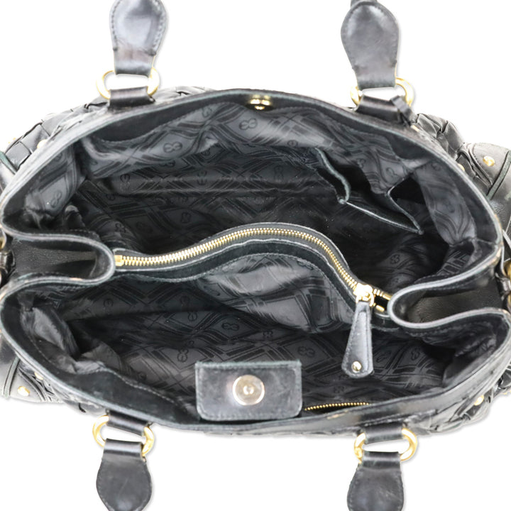 Escada Black Woven‎ Leather Horizontal Margaretha Tote Bag