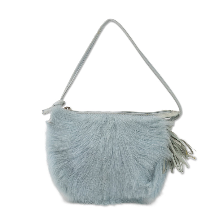 Escada Blue Fur and Leather Small Top Handle