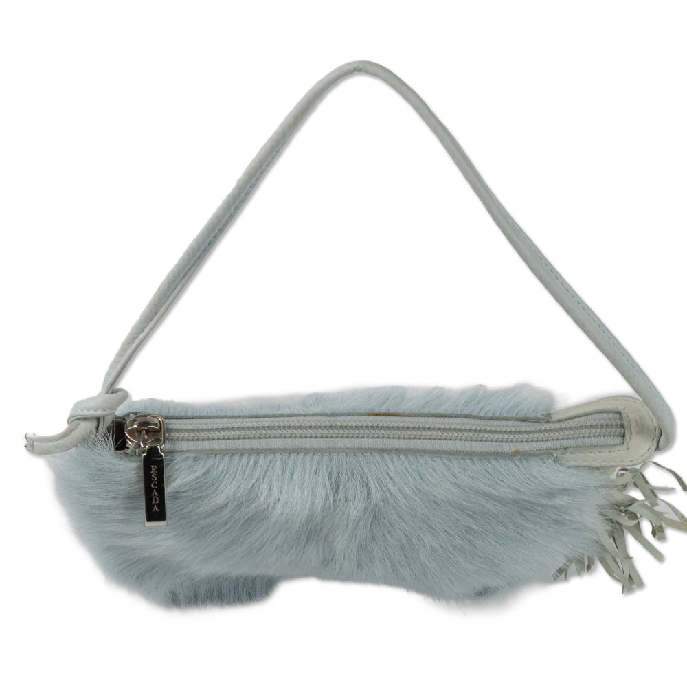 Escada Blue Fur and Leather Small Top Handle