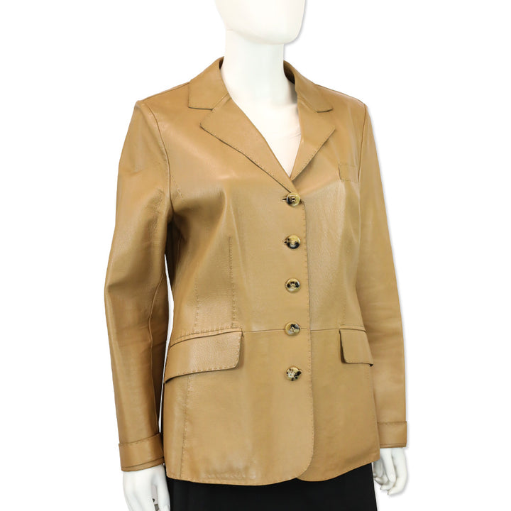 Escada Camel Lamb Leather Blazer