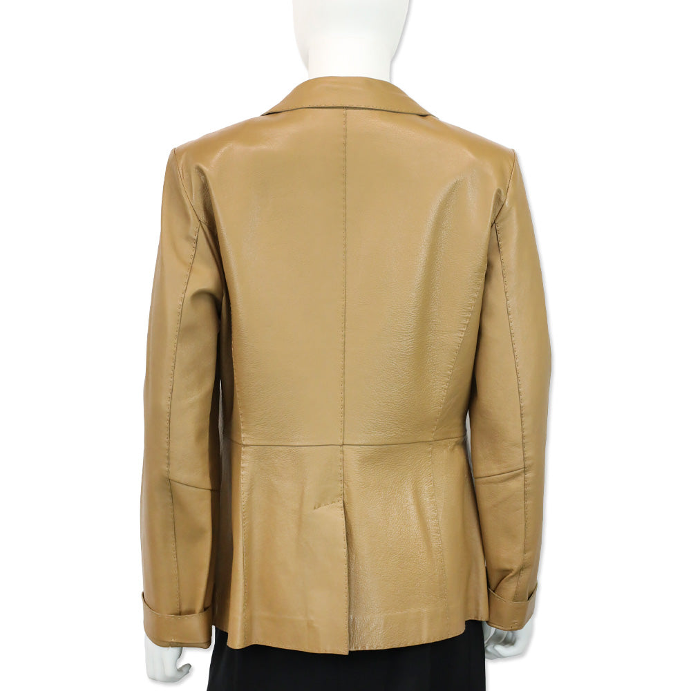 Escada Camel Lamb Leather Blazer