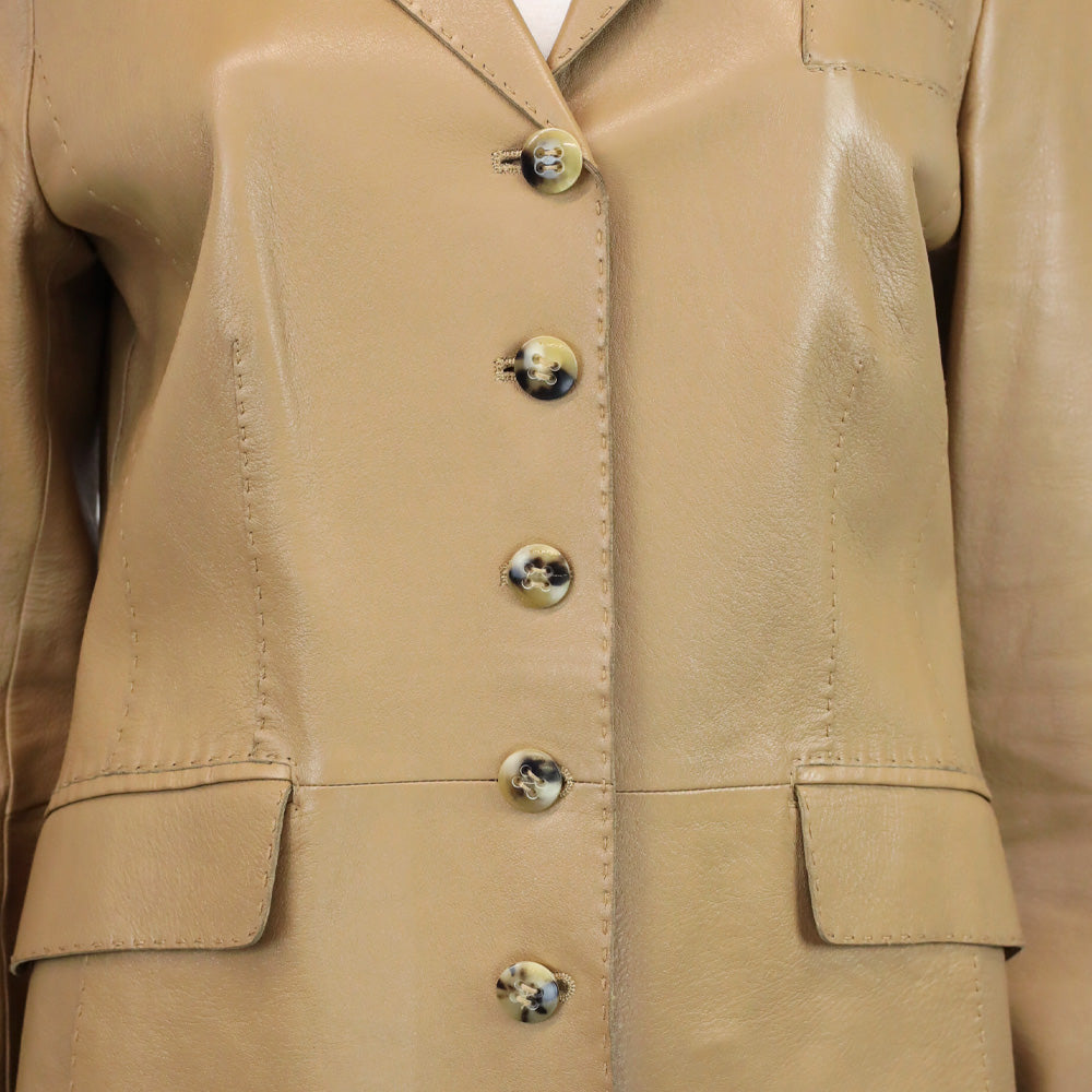 Escada Camel Lamb Leather Blazer