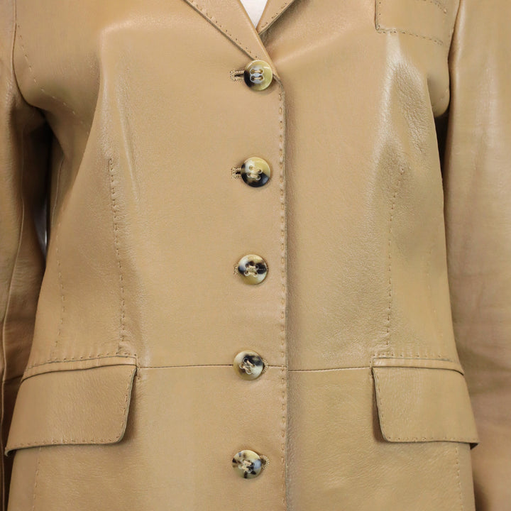 Escada Camel Lamb Leather Blazer