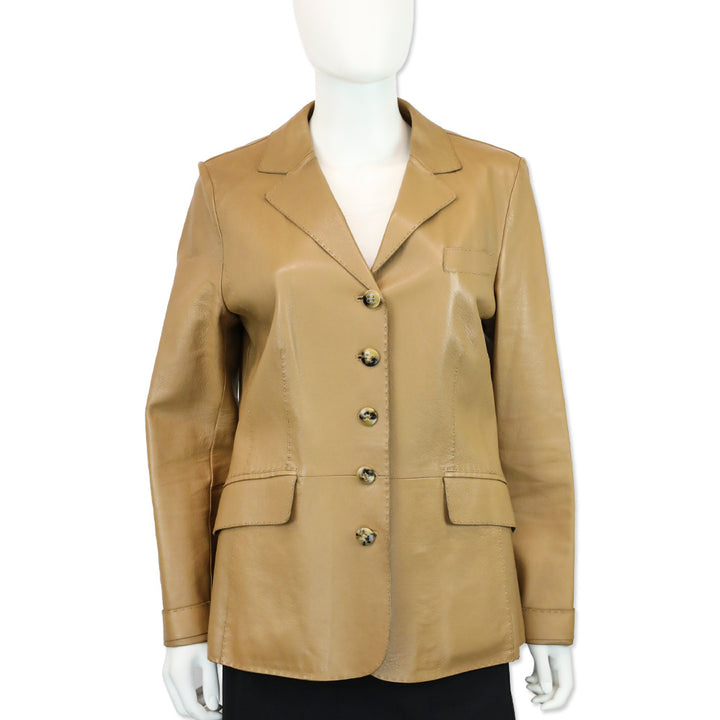Escada Camel Lamb Leather Blazer