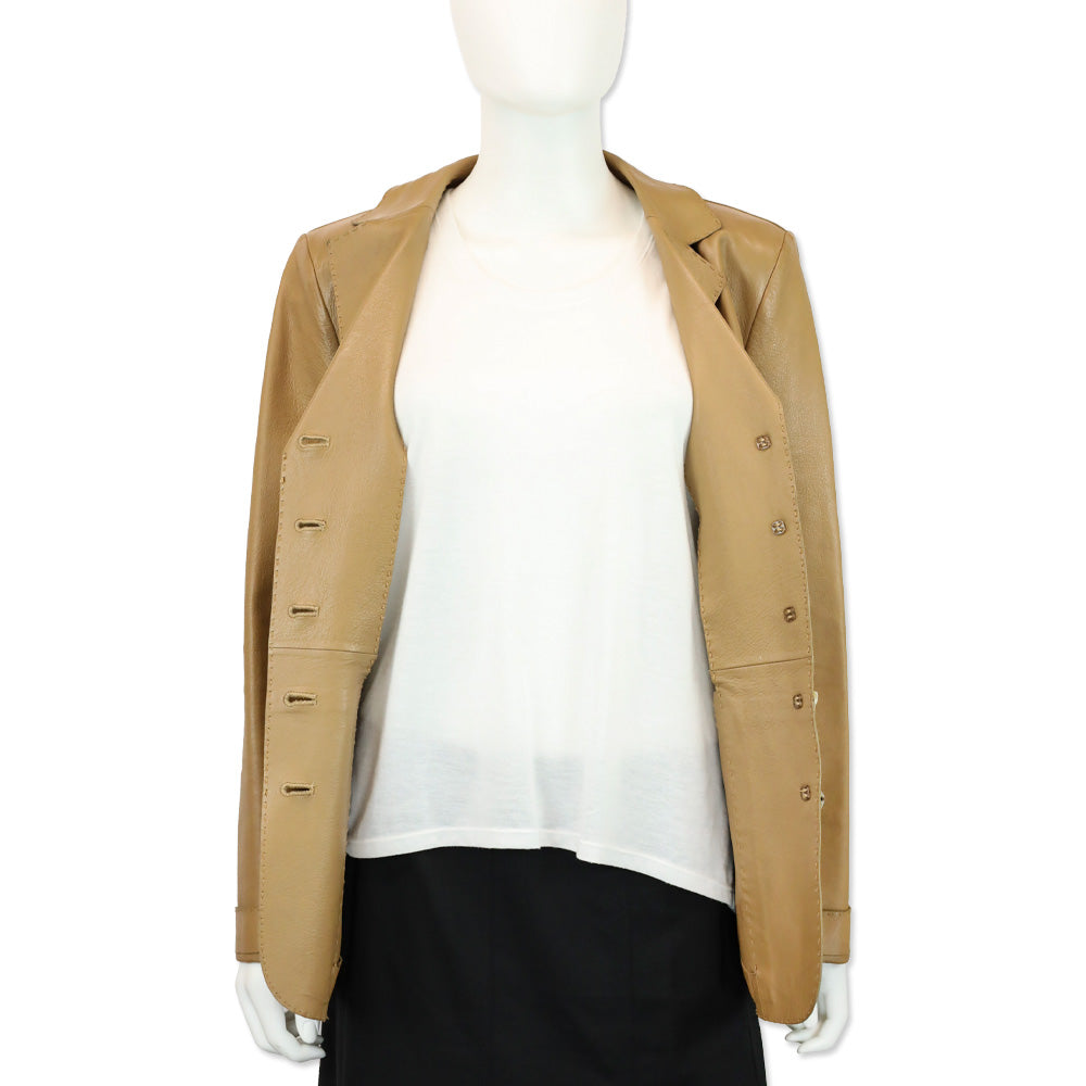 Escada Camel Lamb Leather Blazer