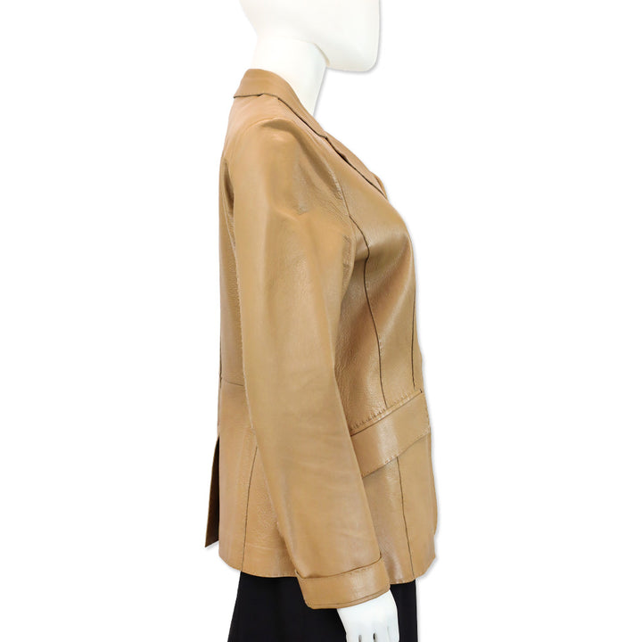 Escada Camel Lamb Leather Blazer