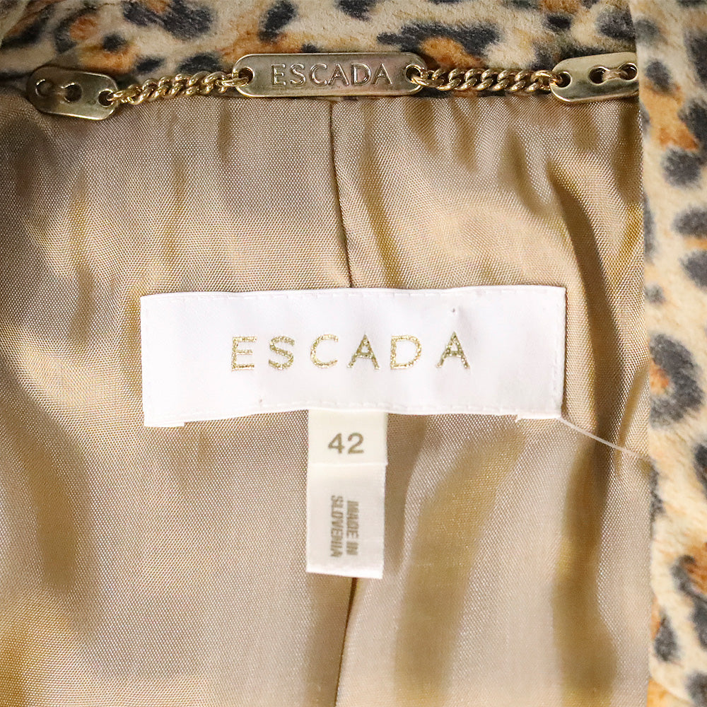 Escada Leopard Print Suede Beaded Tassel Trim Jacket