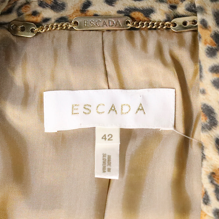 Escada Leopard Print Suede Beaded Tassel Trim Jacket