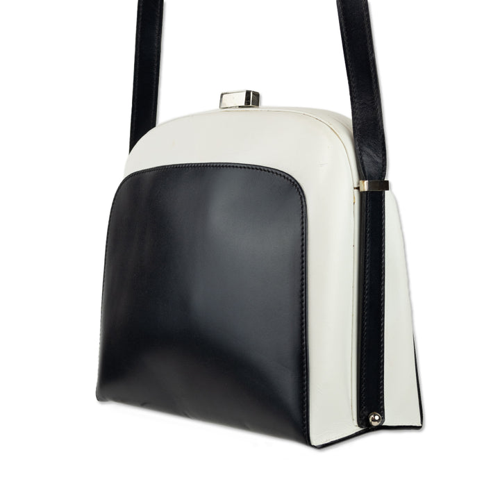 Escada Navy and White Leather Shoulder Bag