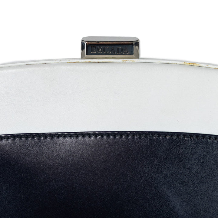 Escada Navy and White Leather Shoulder Bag