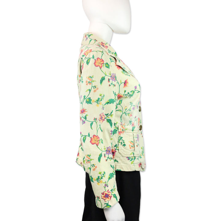 Escada Sport Sage Green Floral Print Denim Jacket
