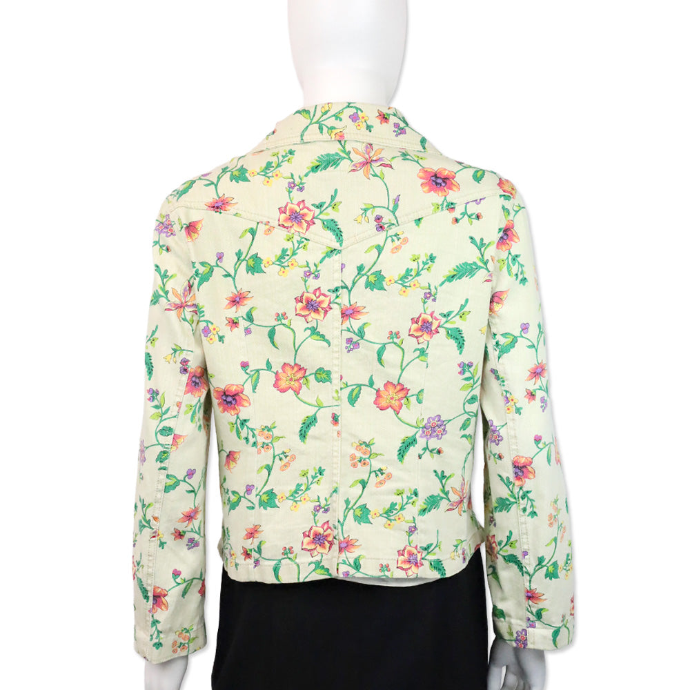 Escada Sport Sage Green Floral Print Denim Jacket