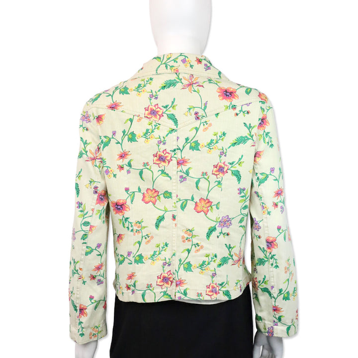 Escada Sport Sage Green Floral Print Denim Jacket