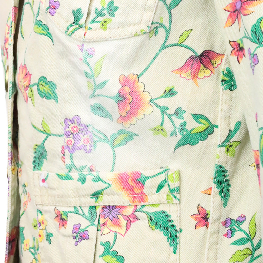 Escada Sport Sage Green Floral Print Denim Jacket