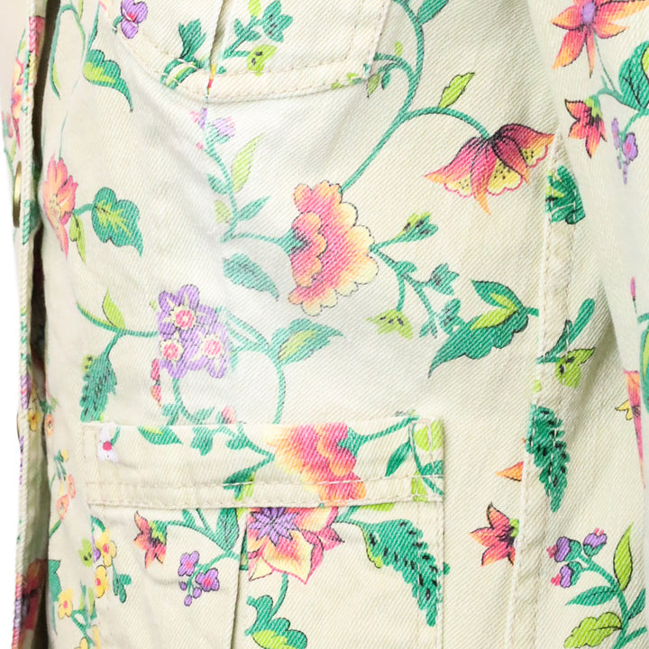 Escada Sport Sage Green Floral Print Denim Jacket