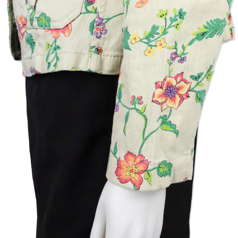 Escada Sport Sage Green Floral Print Denim Jacket