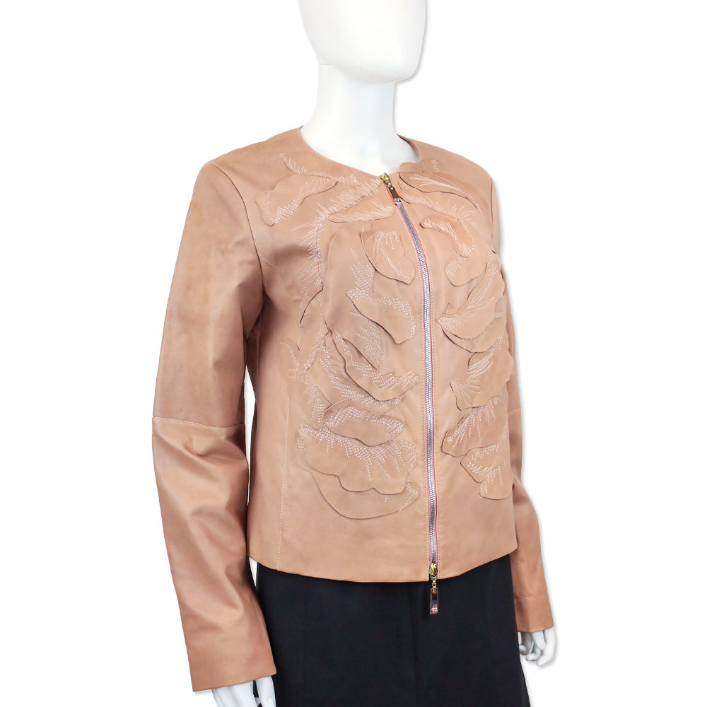 Escada Sport Tricot Leon Lamb Leather Rose Petal Jacket