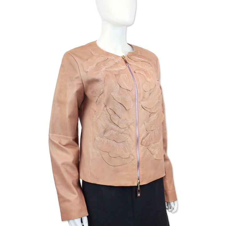 Escada Sport Tricot Leon Lamb Leather Rose Petal Jacket