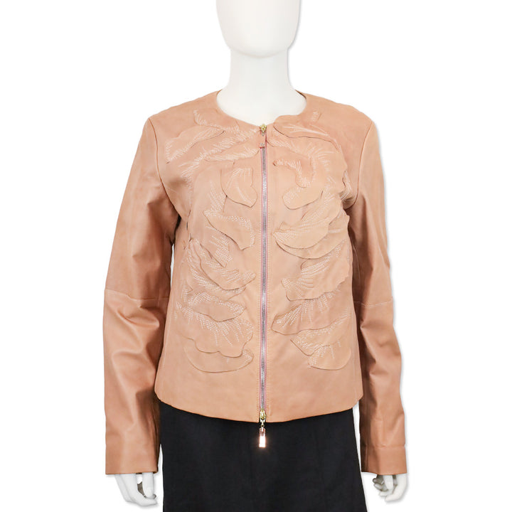 Escada Sport Tricot Leon Lamb Leather Rose Petal Jacket