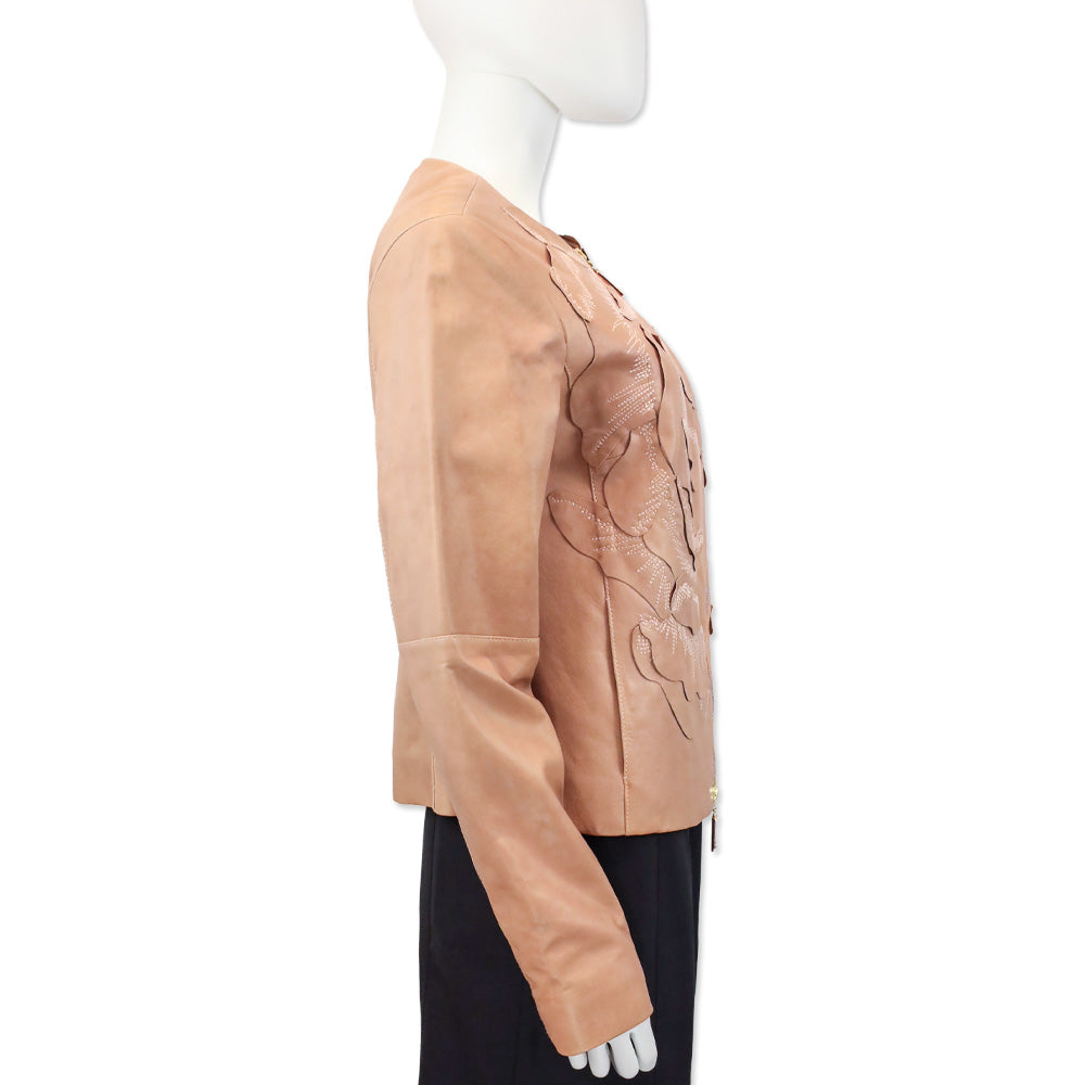 Escada Sport Tricot Leon Lamb Leather Rose Petal Jacket