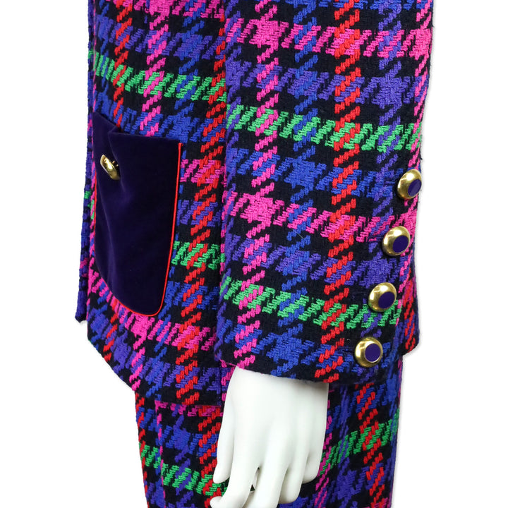 Escada by Margaretha Ley Multicolor Plaid Houndstooth Wool Blazer
