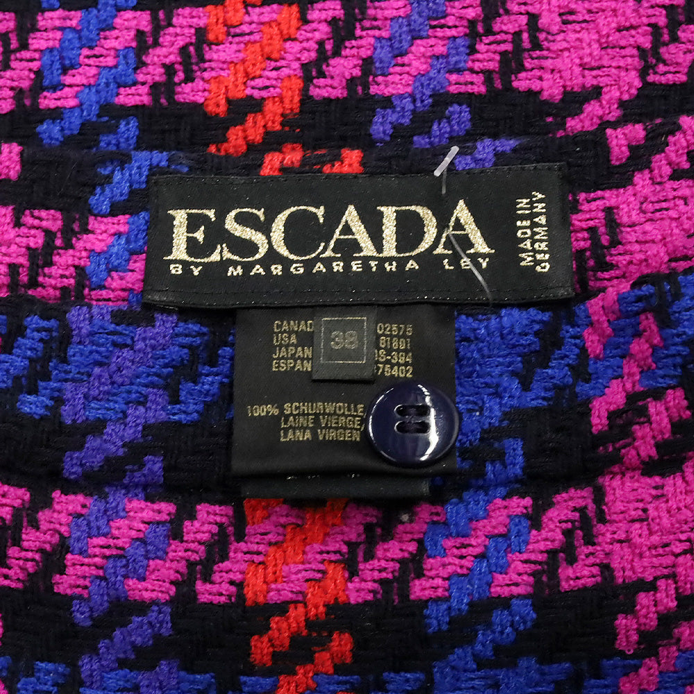 Escada by Margaretha Ley Multicolor Plaid Houndstooth Wool Skirt