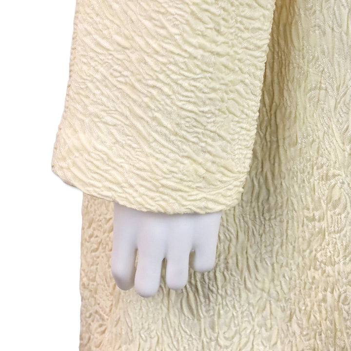Eskandar 1990s Butter Cream Brocade Silk Blend Stand Collar Coat