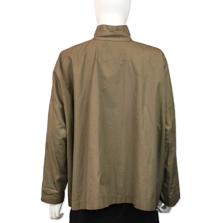 Eskandar Brown Cotton Oversized Button Shacket