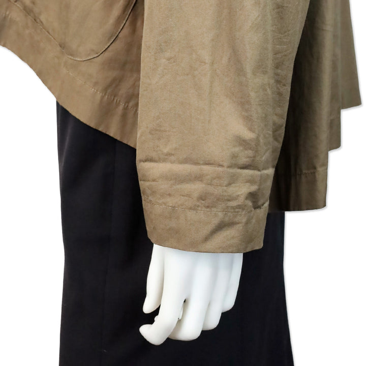 Eskandar Brown Cotton Oversized Button Shacket